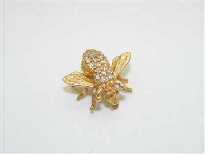 14k Yellow Gold Bee Diamond Pin