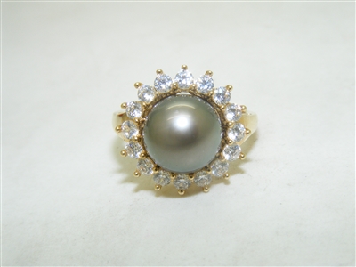 14k Yellow Gold Black South Sea Cultured Pearl