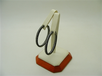 Black Rhodium 925 Sterling Silver CZ Core Lock Hoop Earrings