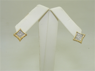 14k Yellow Gold Diamond Square earrings