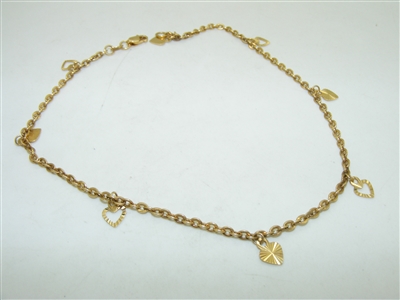 14k Yellow Gold Heart Anklet