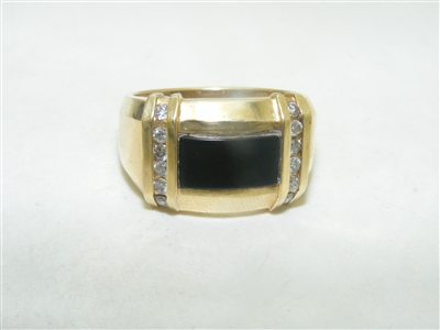 Yellow Gold Diamond & Onyx Ring