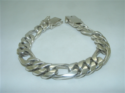 925 Sterling Silver Figaro Mens Bracelet