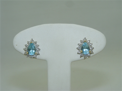 Beautiful Pear shaped Light blue Topaz Diamond Earring