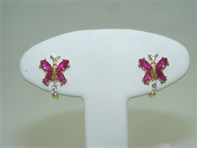Beautiful Ruby Butterfly Lever back earrings