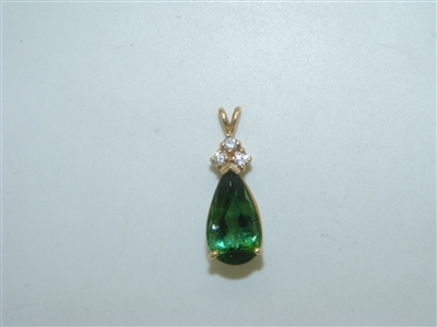 Diamond and a Pear Shaped Green Tourmaline Pendant