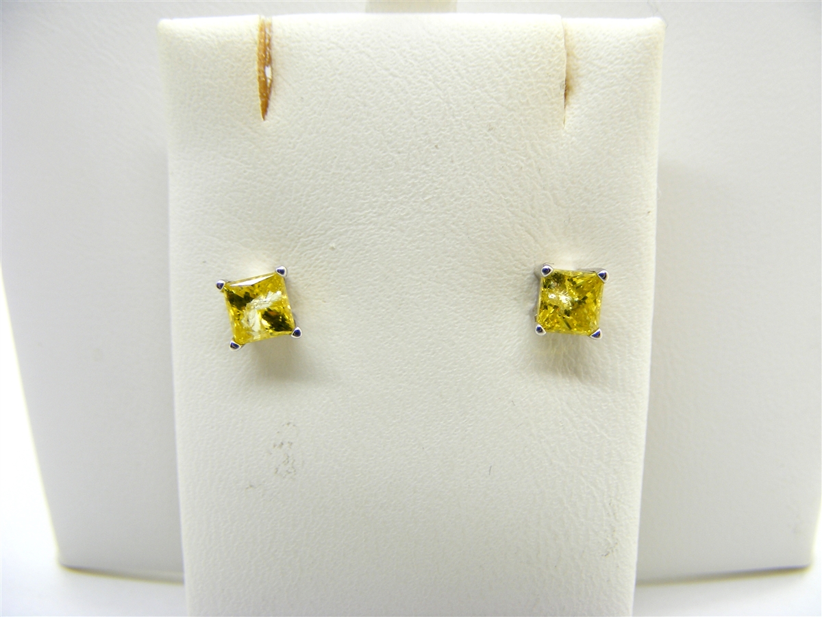 Gold Citrine Earrings - Natural Citrine Earrings, Yellow Diamond Earri